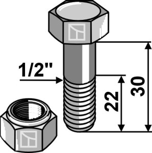 Bout met borgmoer - 1/2''UNF