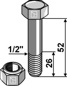 Bout met borgmoer - 1/2''UNF
