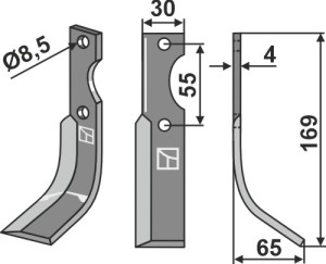 Freesmes 196x30mm, rechts