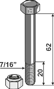 Bout met borgmoer - 7/16''UNF