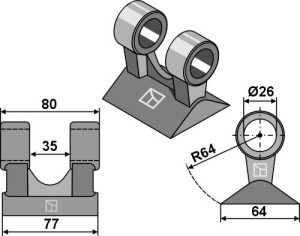 Hamerklepel 77x80mm