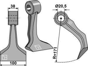 Hamerklepel 110x38mm