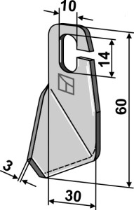 Vleugelmes 60x30mm - rechtse uitvoering