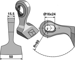 Hamerklepel 50x15,5mm - Snel-wissel-system