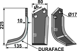 Freesmes DURAFACE 225x80mm, links