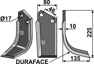 Freesmes DURAFACE 225x80mm, rechts