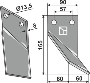 Rotortanden 210x90mm, rechts