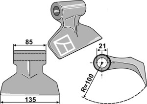 Hamerklepel 135x85mm