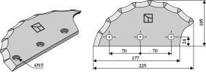 Couteau pour mélangeurs de fourrage, gauche