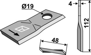 Rotary mower blade 112x48mm