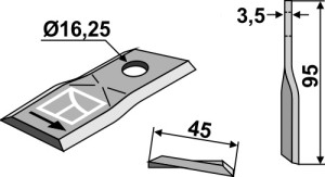 Rotary mower blade 95x45mm
