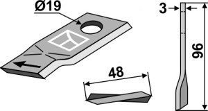 Rotary mower blade 96x48mm