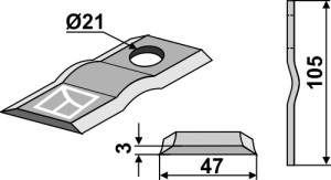 Rotary mower blade 105x47mm