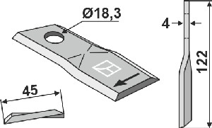 Rotary mower blade 122x45mm