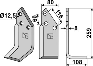 Freesmes 259x80mm, rechts