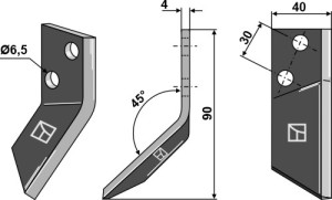 Couteau pour mélangeurs de fourrage, droit
