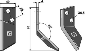 Couteau pour mélangeurs de fourrage, gauche