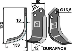 Freesmes DURAFACE 183x80mm, links