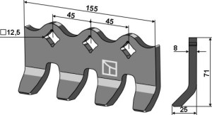 Klauwmes 155x8mm
