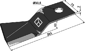 Klepel 265x75mm - links