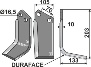 Freesmes DURAFACE 203x105mm, rechts