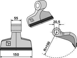 Hamerklepel 150x55mm - PTA