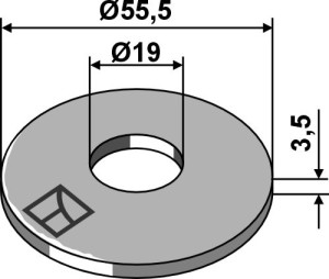 Schijf Ø55,5x3,5xØ19 - ISO7093-1