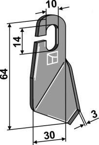 Vleugelmes 64x30mm - linkse uitvoering
