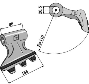 Hamerklepel 155x88mm - PTA