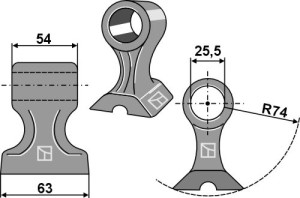 Hamerklepel 63x54mm