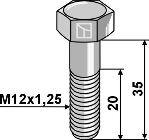 Boulon à tête hexagonale M12x1,25x35 - Revêtement zinc lamellaire