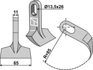 Hamerklepel 65x11mm