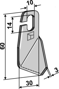 Vleugelmes 60x30mm - linkse uitvoering