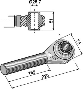 Spindel M24x3 met geharde kogels