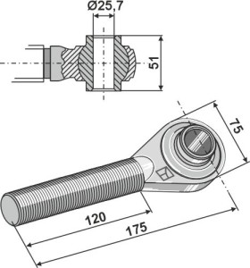 Spindel met geharde kogels M30x3,5