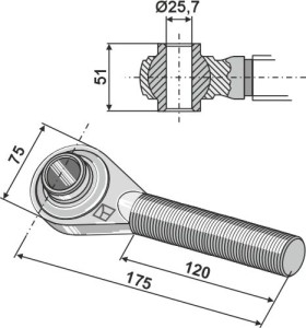 Spindel met geharde kogels M30x3,5