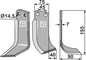 Freesmes 195x75mm, rechts