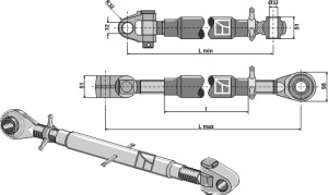 Oberlenker mit gehärteten Kugelaugen und Gelenkkopf M36x3
