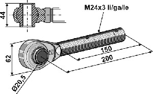 Spindel M24x3 mit gehärteten Kugelaugen