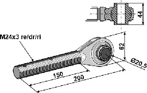 Spindel M24x3 mit gehärteten Kugelaugen