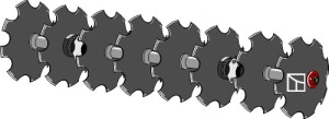 Disc gang assembly with notched discs Ø510