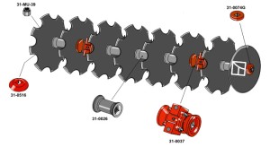 Disc gang assembly with notched discs Ø610