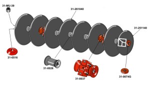 Disc gang assemblies with plain discs Ø610