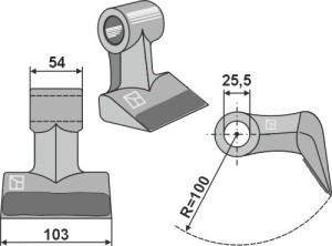 Hamerklepel opgelast 103x54mm