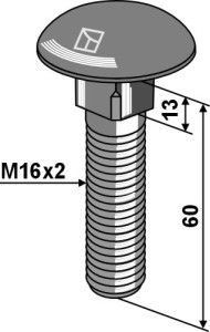 Bolt M16x2x60 galvanized without nut