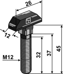 Lijstbout M 12 x 45