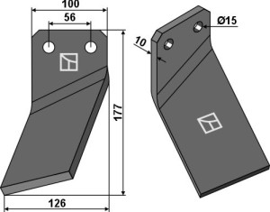 Dent rotative 177x100mm, gauche