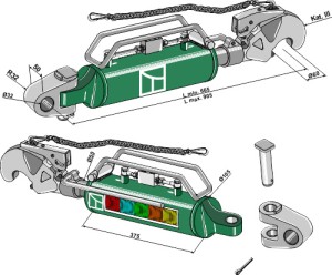 Hydraulische topstang met vanghaken en stangkop
