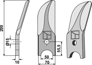 Divided rotary harrow-blade from boron steel, right