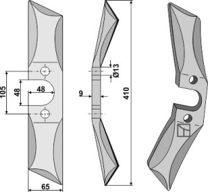 Roll harrow blade - right